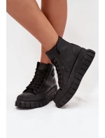 Zateplené Vysoké Tenisky Dámské Na Platformě S Zipem Černé Sarira