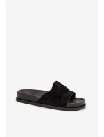 Dámské pantofle Eko semiš s pásky Černé Marivessa