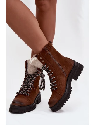 Dámské trapery z eko kůže – camel Bellora