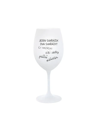 SVAŘÁČEK - bílá  sklenice na víno 350 ml