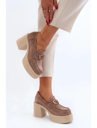 Dámské polobotky na podpatku 20170 / 193930 Béžová s ecru - ZaZoo Dámské polobotky na podpatku 20170 / 193930 Béžová s ecru - ZaZoo