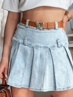 Džínová mini sukně s páskem BLUETTA modrá FashionStreet CY0505