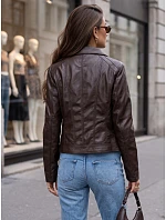 Dámská bunda ve stylu Ramones z ekokůže, tmavě hnědá, FashionStreet TY5729 Dámská bunda ve stylu Ramones z ekokůže, tmavě hnědá, FashionStreet TY5729