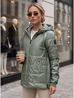 Dámská prošívaná přechodová bunda s kapucí, zelená, FashionStreet TY5802