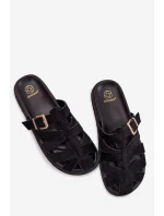 Dámské pantofle s pásky a zlatým sponou Černé Roselisse