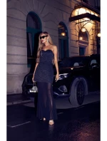 M893 Vrstvené korzetové šaty se šifonovou sukní - černé