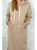 Dlouhé šaty s kapucí světle béžová Dlouhé šaty s kapucí světle béžová