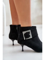 Dámské botky na jehlovém podpatku s ozdobnou sponou černé Nirilis