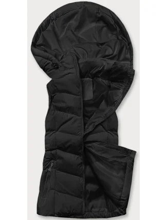 Černá dámská péřová vesta s kapucí (5M720-392)