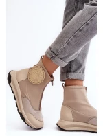 Dámské kožené boty s zipem Maciejka 06297-22 béžové