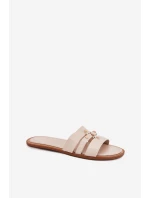Ploché Dámské Pantofle Se Zlatým Detalem Béžové Noroti