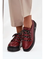 Kožené Lakované Dámské Mokasíny Na Platformě Artiker 57C2046 Bordó