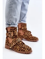 Dámské Kotníkové Boty Lu Boo Semišové s vykrojením Leopard Rock Girl