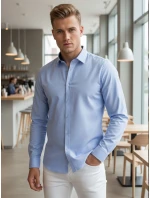 Pánská elegantní hladká modrá košile SLIM FIT FashionStreet DX2613