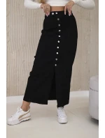 Dlouhá sukně s knoflíky černý Dlouhá sukně s knoflíky černý