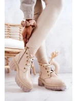 Kožené Boty S Masivní Podrážkou Béžový Horizont