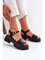 Dámské kožené sandály se zlatým detailem Vinceza 79541 Černé