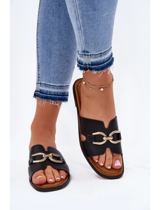 Dámské Ploché Pantofle S Dekorativním Detalem Černé Amiresna Dámské Ploché Pantofle S Dekorativním Detalem Černé Amiresna