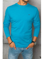 Pánské tyrkysové tričko Dstreet LX0538 s dlouhým rukávem