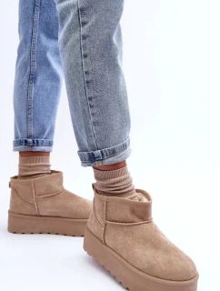 Kůže Sněžní Boty Na Platformě Bežové Corcoran