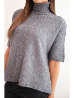 Dámský svetr s rolákem volného střihu šedý
