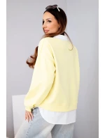 Dámská máslová mikina z viskózy s košilovou vsadkou žlutá