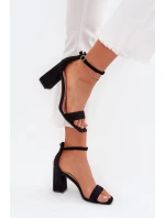 Dámské Sandály Na Podpatku Z Eko Semiše Černé Elirae