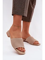 Materiálové dámské pantofle na plochém podpatku tmavě béžové Belissea