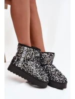 Dámské sněhule Silmo na platformě zdobené flitry – černo/stříbrné