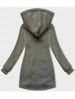 Šedozelená rozepínací dámská mikina z různých spojených materiálů LHD (AMG-165) Šedozelená rozepínací dámská mikina z různých spojených materiálů LHD (AMG-165)