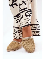Elegantní Kožené Espadrilky S Pletením Béžovo-Zlaté Zazoo 10178 Elegantní Kožené Espadrilky S Pletením Béžovo-Zlaté Zazoo 10178
