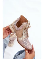 Kožené Kotníkové Boty Maciejka 05541-04 Béžovo-Zlaté