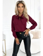 Dámská halenka se zavazováním 140-23 bordová - Numoco Dámská halenka se zavazováním 140-23 bordová - Numoco