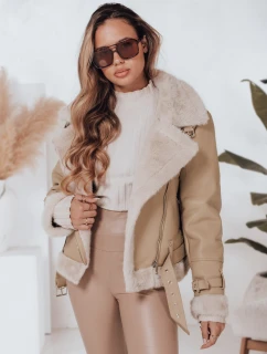 Dámská zimní bunda ramoneska s kožešinou béžová FashionStreet TY4993