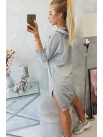 Šaty s kapucí a delšími zády šedé Šaty s kapucí a delšími zády šedé