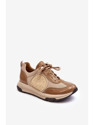 Kůže Sportovní Boty Na Platformě Maciejka 06191-04 Bežová