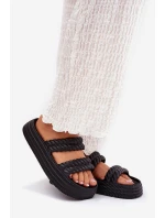 Pěnové Lehká Dámské Pantofle Na Platformě S.Barski ZK51-001 Černé Pěnové Lehká Dámské Pantofle Na Platformě S.Barski ZK51-001 Černé