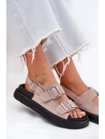 Dámské semišové sandály s přezkami Big Star – světle růžové