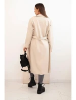 Dámský koženkový kabát béžový - New Collection Italy Dámský koženkový kabát béžový - New Collection Italy