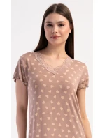 Dámská noční košile s krátkým rukávem Srdíčka Dámská noční košile s krátkým rukávem Srdíčka