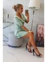 Tmavě mátové šaty do pasu