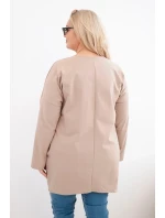 Dámská halenka Plus Size s prodlouženým zadním dílem a dlouhým rukávem camelová