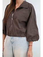 Dámská bavlněná bomber bunda na zip hnědá Dámská bavlněná bomber bunda na zip hnědá