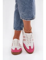 Dámské kožené tenisky ažurové Zazoo – bílo/růžové