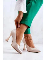 Dámské lodičky na jehlovém podpatku 6AD/23 Béžová - LEWSKI Dámské lodičky na jehlovém podpatku 6AD/23 Béžová - LEWSKI
