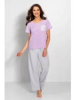 Pyžamo Caroline fialová-šedá - Momenti Per Me