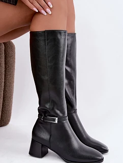 Kozačky na podpatku na zip model 232097 Step in style