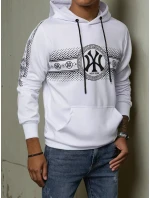 Pánská mikina s kapucí s potiskem bílá FashionStreet BX5567