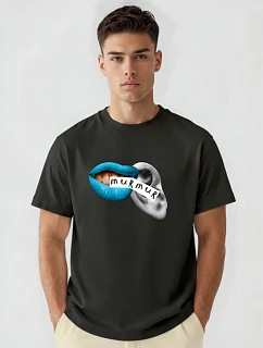 Pánské bavlněné tričko oversize s potiskem černé FashionStreet NX1036R