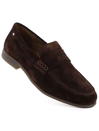 Pánské mokasíny Bugatti 311-AW660-1400-6100 z měkkého semiše v čokoládové barvě